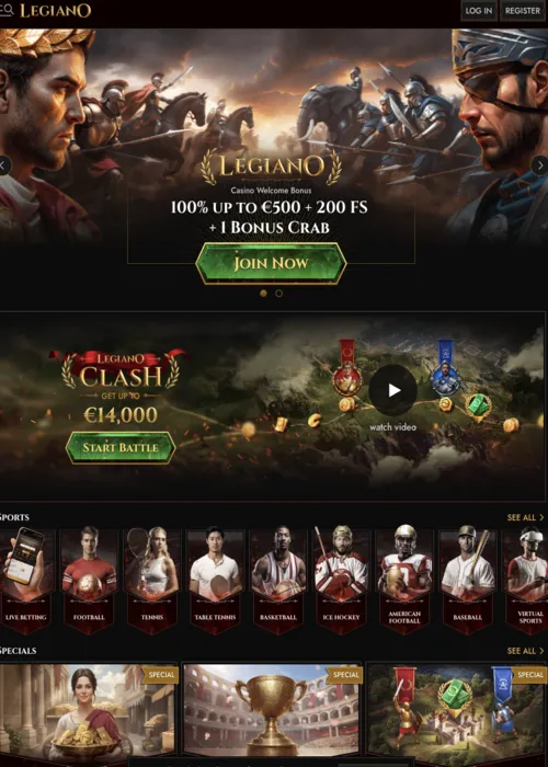 Sélection jeux machines élégant Legiano Casino